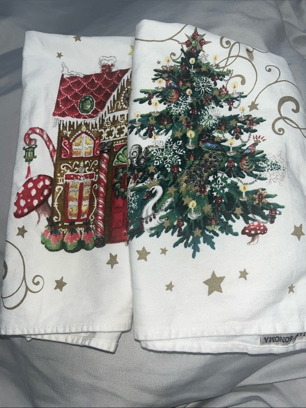 Williams Sonoma ‘Twas the night before Christmas - Set of 2 Napkins Good Cond🎅🎄